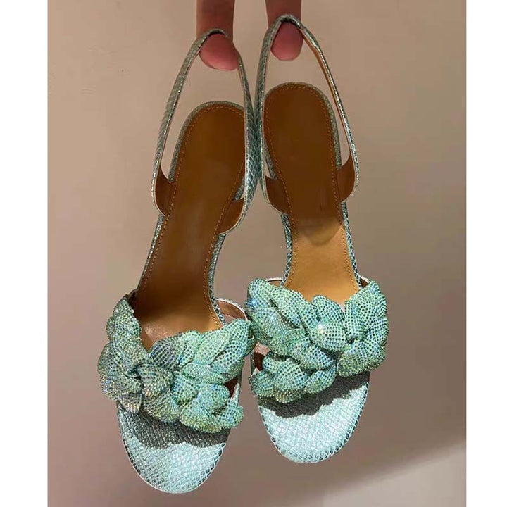 Dame rhinestone-besatte slingback-sandaler med knude-detail Stilla