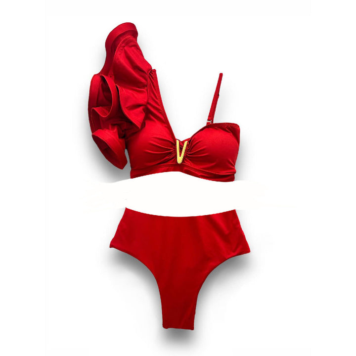 Dame Bikini-sæt med voluminøse flæseærmer og justerbare stropper Stilla
