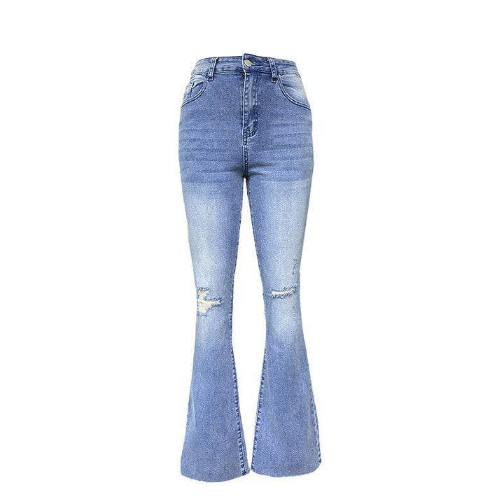 Dame Schlagjeans med udtalt Used-Look og høj talje Stilla