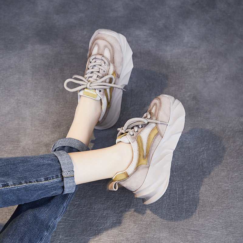 Dame Chunky Platform Mode Sneakers med åndbart Mesh Stilla