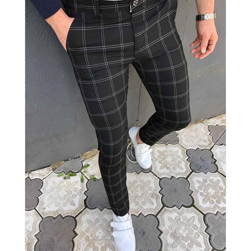 Herre mode Slim-Fit Chino-bukser med ternet mønster Stilla