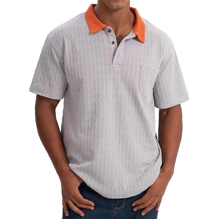 Herre polo T-shirt med struktureret mønster og kontrasterende krave Stilla