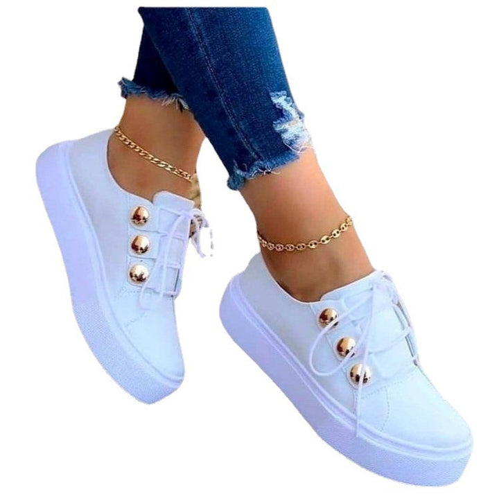 Dame Mode Plateau-Sneakers med metallic-detaljer og behagelig sål Stilla
