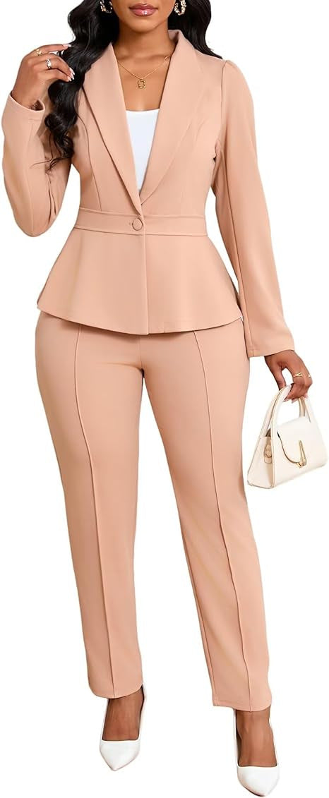 Kvinder elegant peplum blazer og bukser sæt Stilla