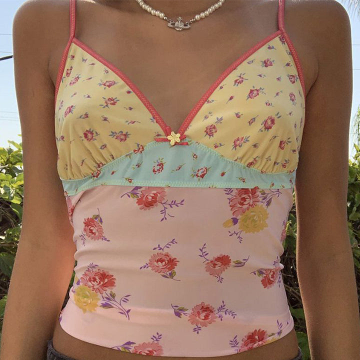 Dame Floral Print Spaghetti-Rem Top Stilla