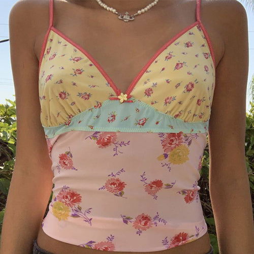 Dame Floral Print Spaghetti-Rem Top Stilla