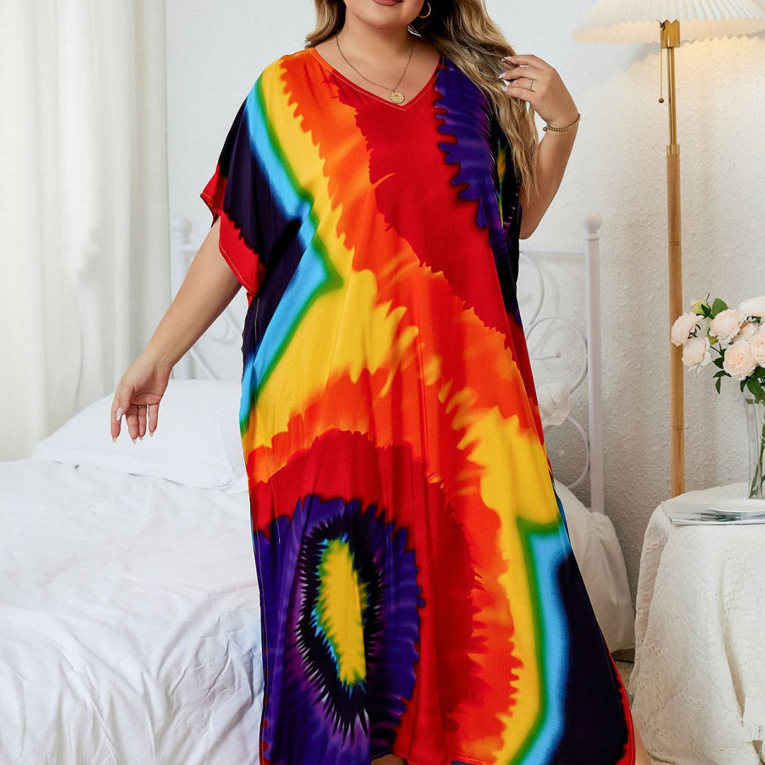 Dame Maxikjole med kunstnerisk Tie-Dye mønster og sidelængdesplitter Stilla