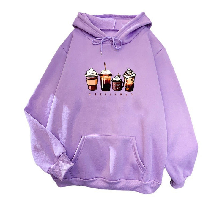 Dame hoodie med sødt drikkemotiv Skovae