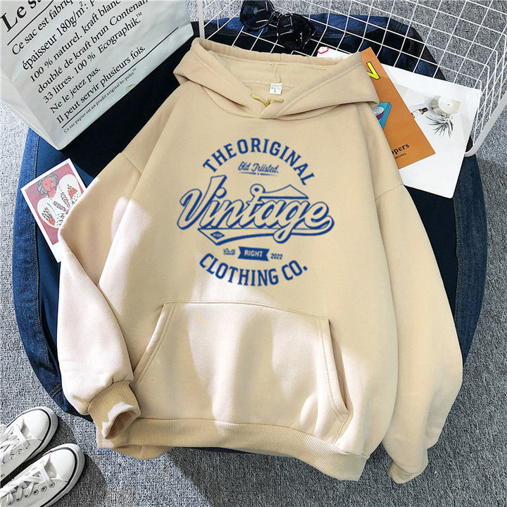 Dame hoodie med vintage grafik Skovae