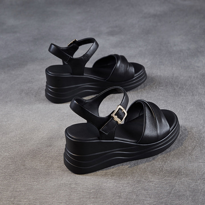 Dame Chic Plattform Slide Sandaler med justerbar ankelrem Stilla