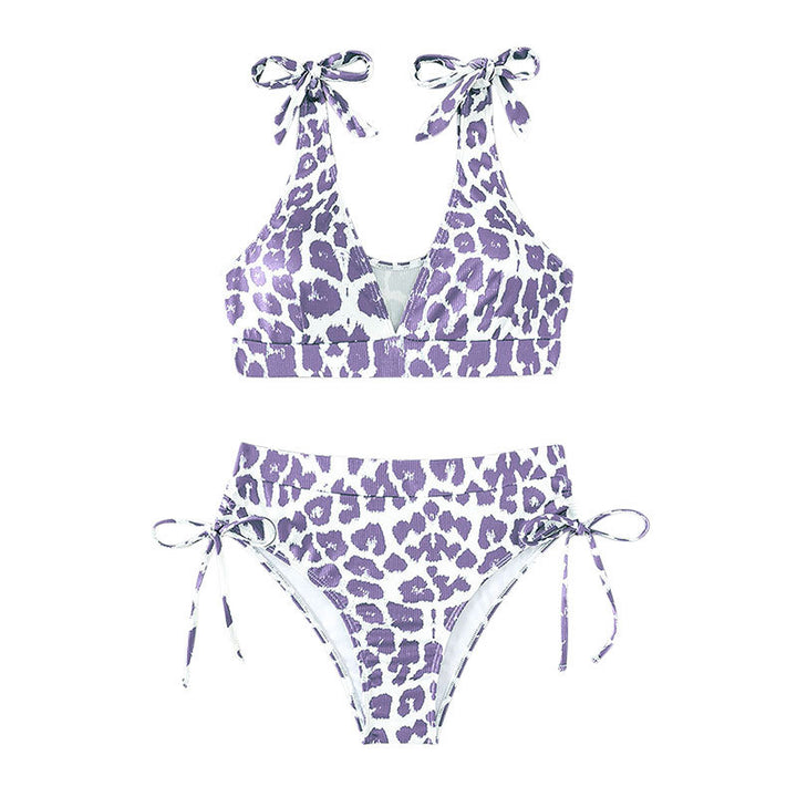 Damer Højskåret Bikini med sportligt design og legende bindebånd Skovae