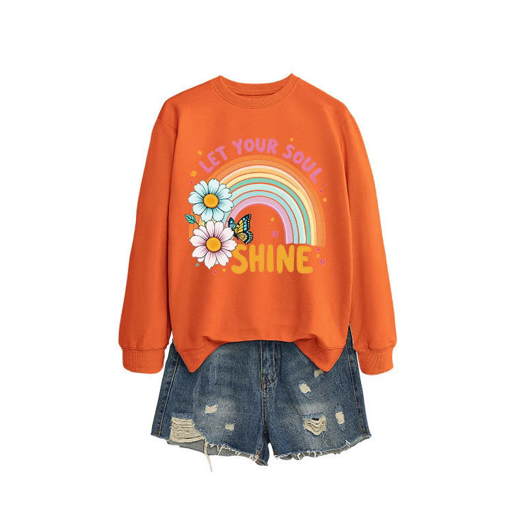 Kvinders sweatshirt med farverig gradient og blomster grafisk design Stilla
