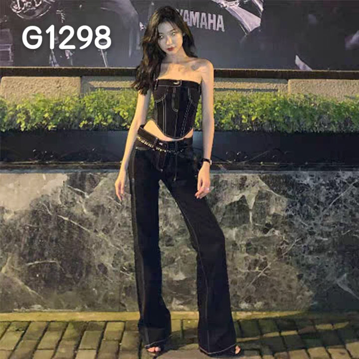Dame Elegant Corsage-Bluse med transparente ærmer Skovae