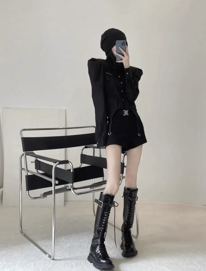 Dame Fashionable Overknee-støvler med robust design og snøring Stilla
