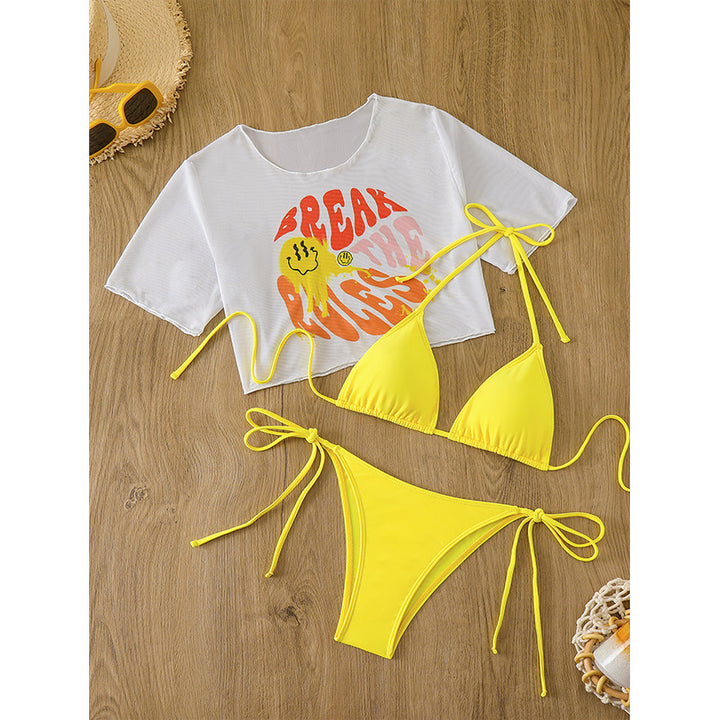 Kvinder Sjov Grafik Crop Top og Knyt-sider Bikinisæt Stilla