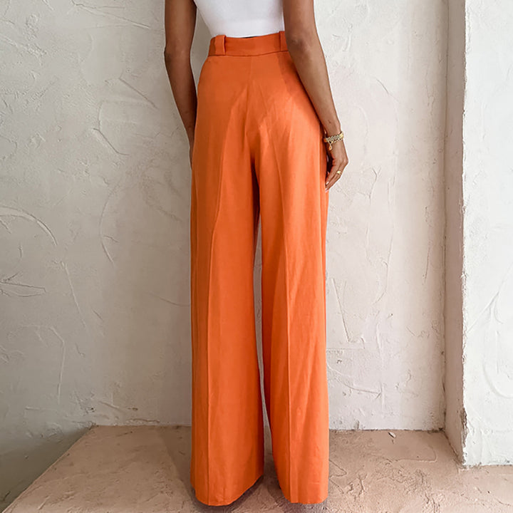 Dame bred High-Waist-bukser med elegant folderstruktur og flot fald Stilla
