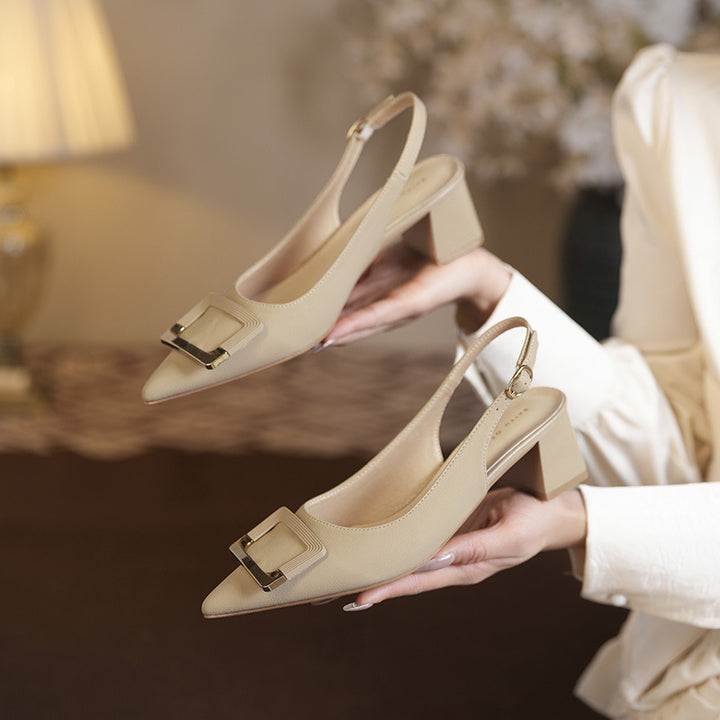 Dame Elegante Spidse Slingback Hæle med Spænde Accent Stilla