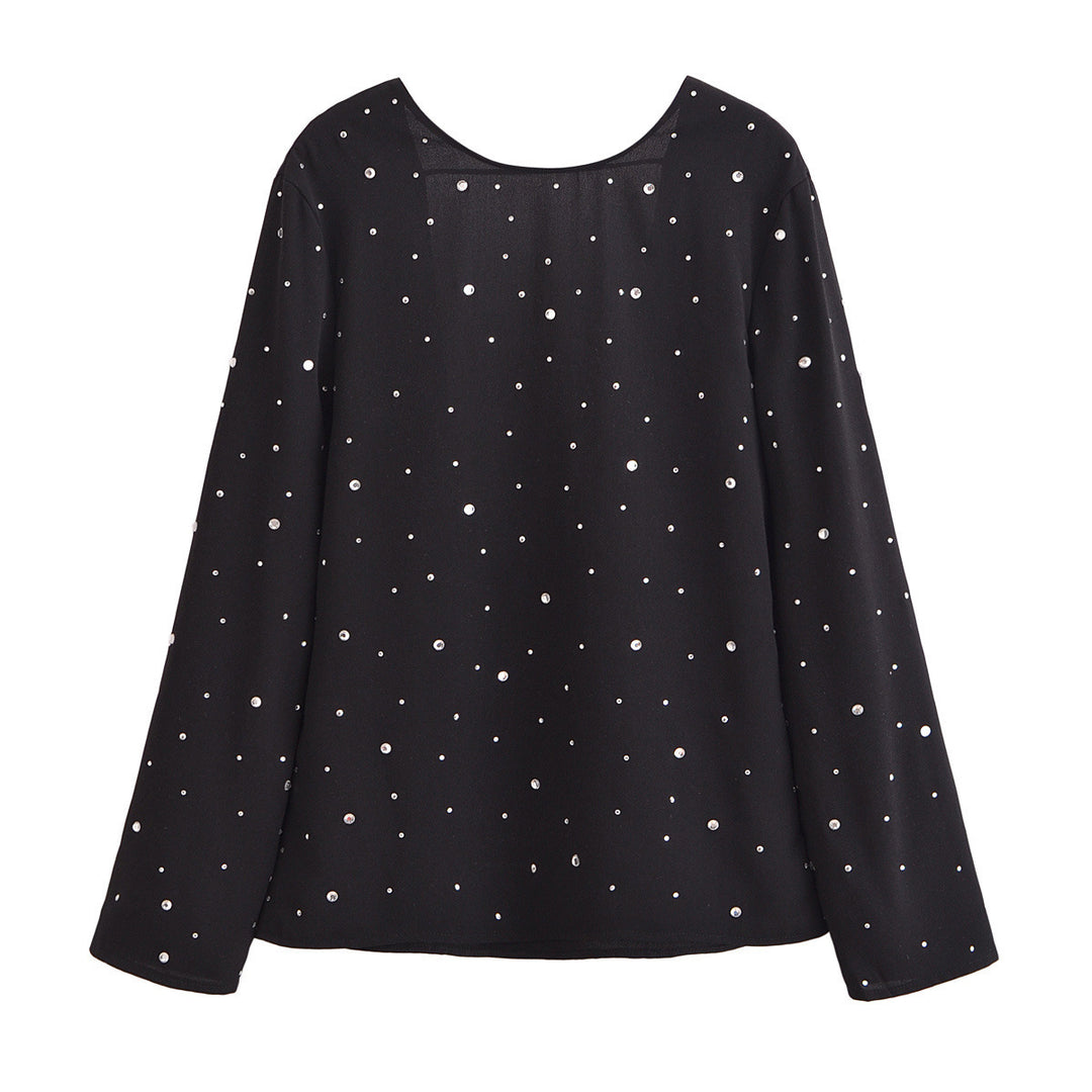 Femme Elegante Bluse med lange ærmer og palietdetalje Stilla