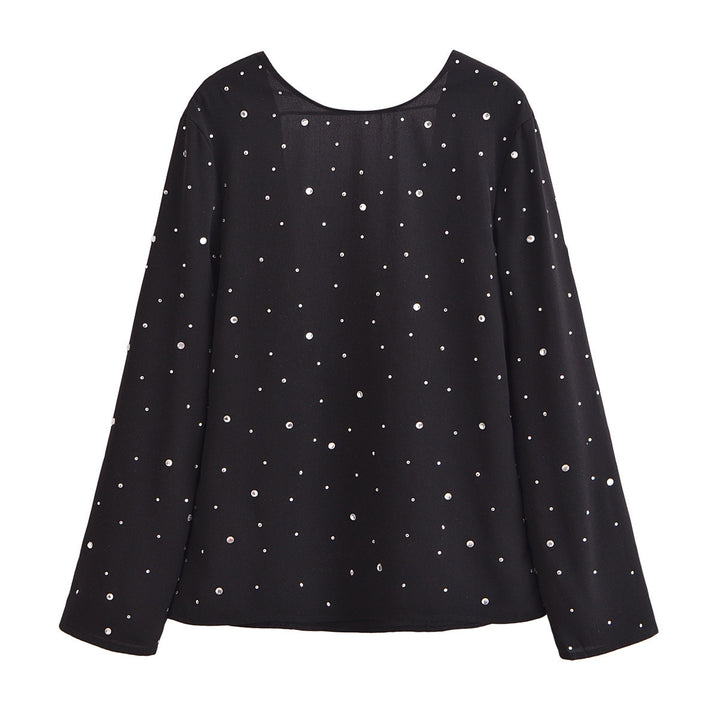 Femme Elegante Bluse med lange ærmer og palietdetalje Stilla