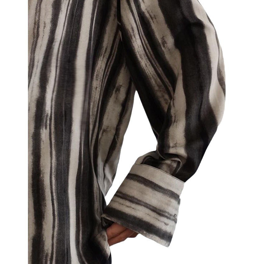 Dame Oversized stribet bluse shirt med knapdetaljer Stilla