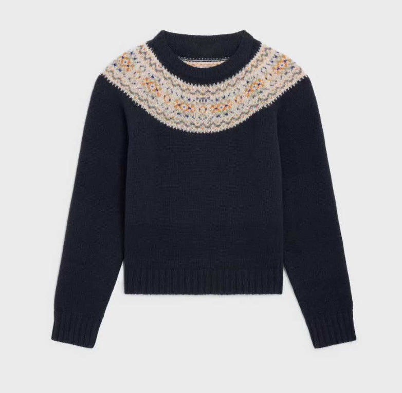 Kvindernes strikkede sweater med kreativt norsk mønster Stilla