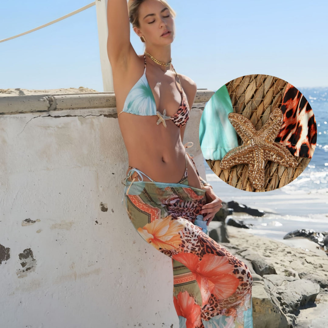 Dame Strandmode-sæt med floralt design og elegant nederdel Stilla