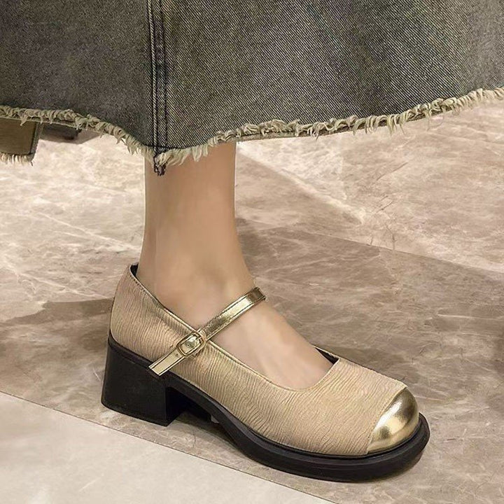 Dame klassiske Mary Jane sko med fashionabel rem og stabil blokhæl Stilla