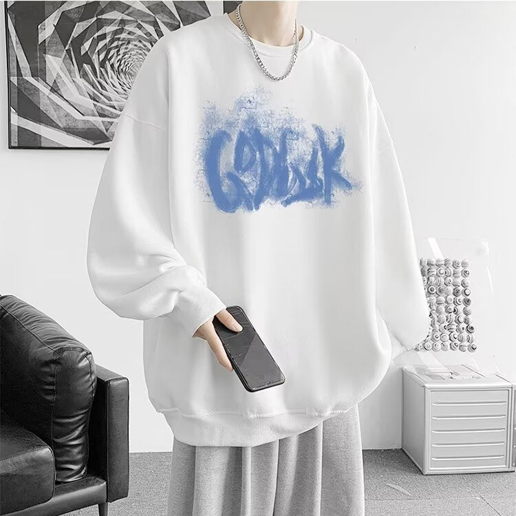 Herrer afslappet oversize sweatshirt med kreativ grafisk design Stilla
