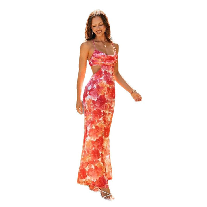 Dame Maxikjole med Cut-Out og floralt design Skovae