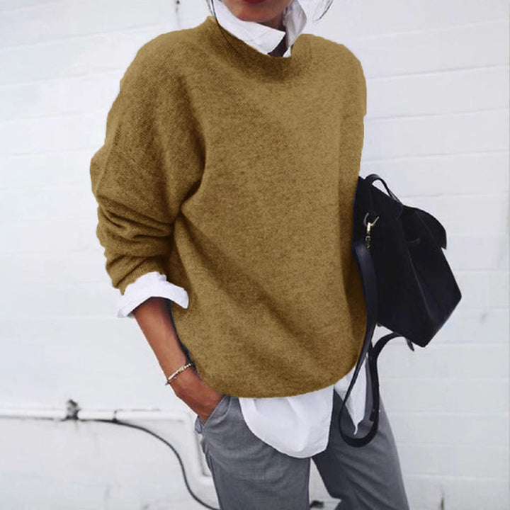Dame casual sweater med rund halsudskæring og brede manchetter Stilla