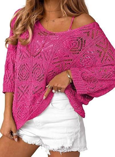 Dame strikpullover med åbent skulderdesign Stilla