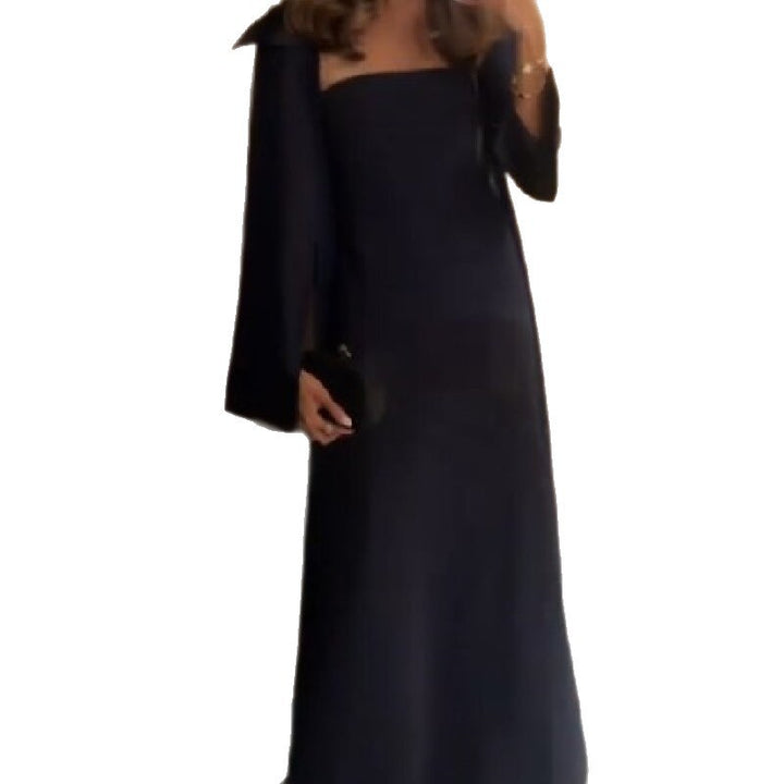Dame elegant bandeau maxikjole med matchende jakke Skovae