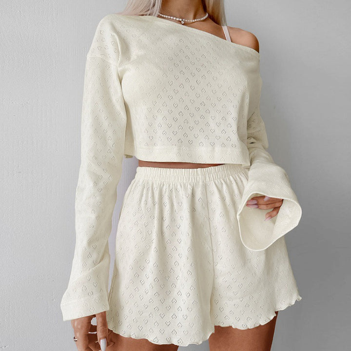 Dame moderigtigt Crop-Top og korte Sweat-Shorts sæt Stilla