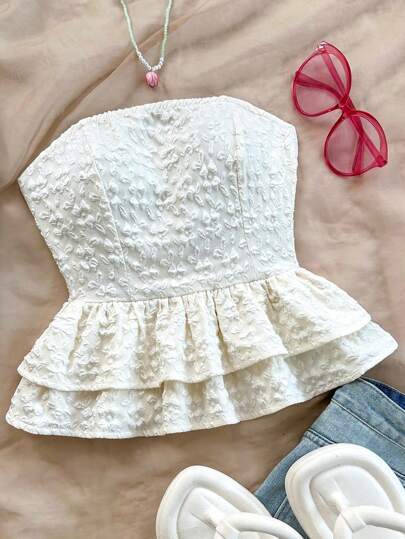 Dame Peplum Top med blomsterdesign Stilla