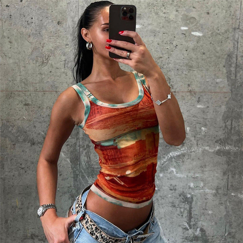 Dame Sports Tanktop med kreativt fotodesign og åndbart materiale Stilla