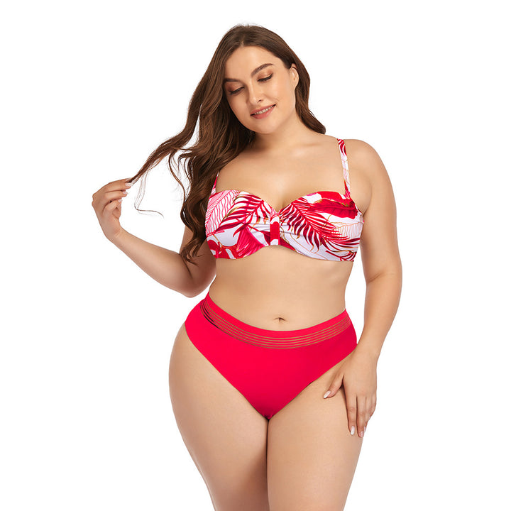 Dame bikini-top med raffineret flæse-design og højt skåret underdel Stilla