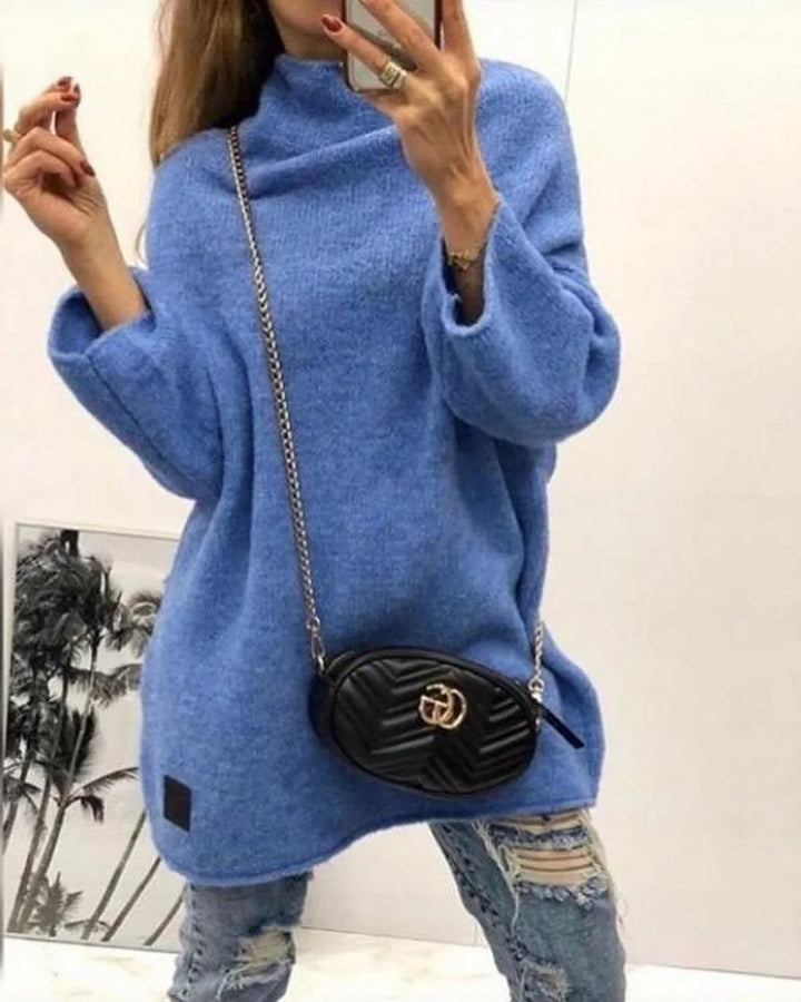 Dame generøst skåret strikpullover med bred manchet og moderne snit Stilla