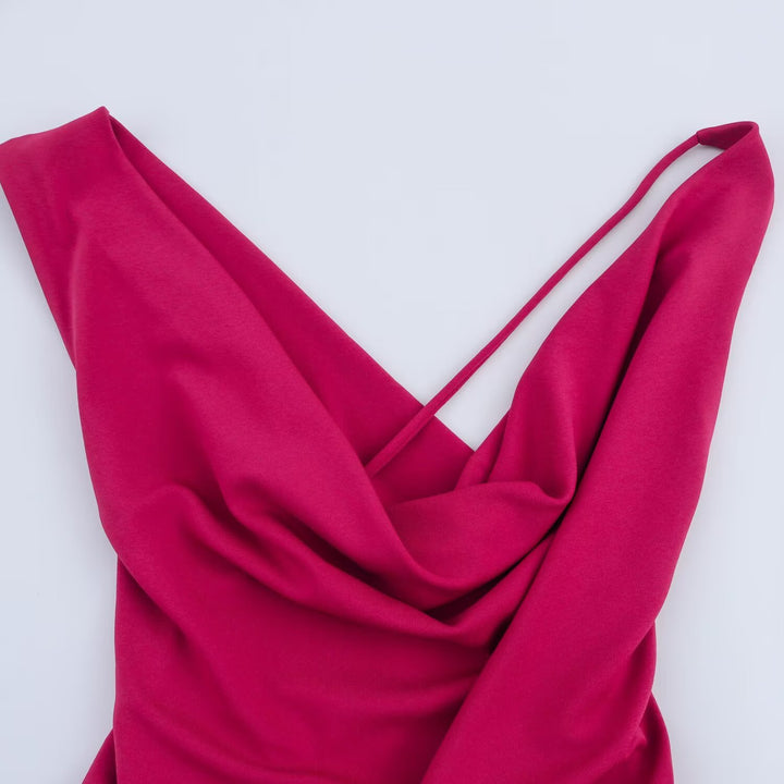 Dame Cowl Neck Maxi Kjole med krydsede stropper Stilla