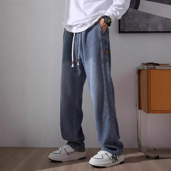 Herrer afslappet denim langbukser med elastisk talje Stilla