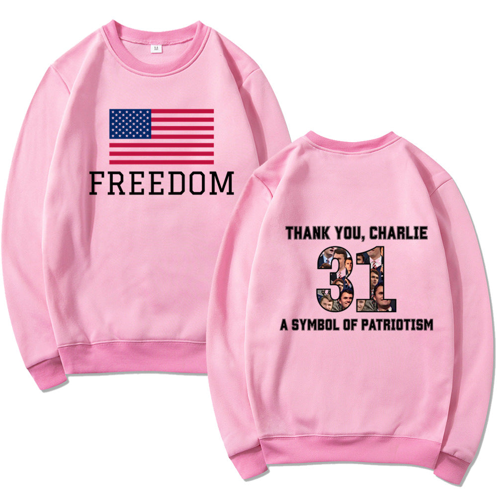 Kvinders sweatshirts med patriotisk tryk og blødt materiale Stilla