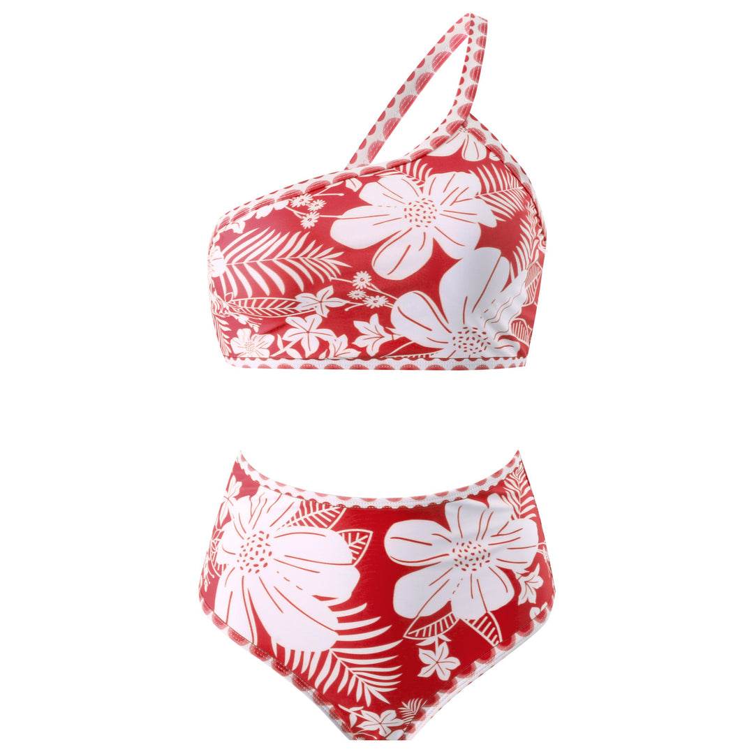 Dame bikini sæt med blomsterdesign og højt skåret talje Stilla