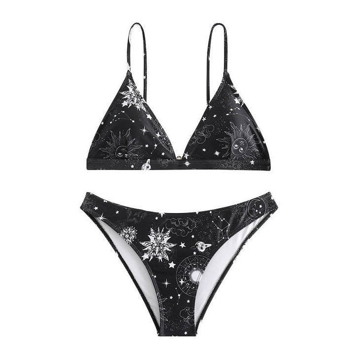 Dame triangel-bikini med celestial motiv og justerbare stropper Stilla