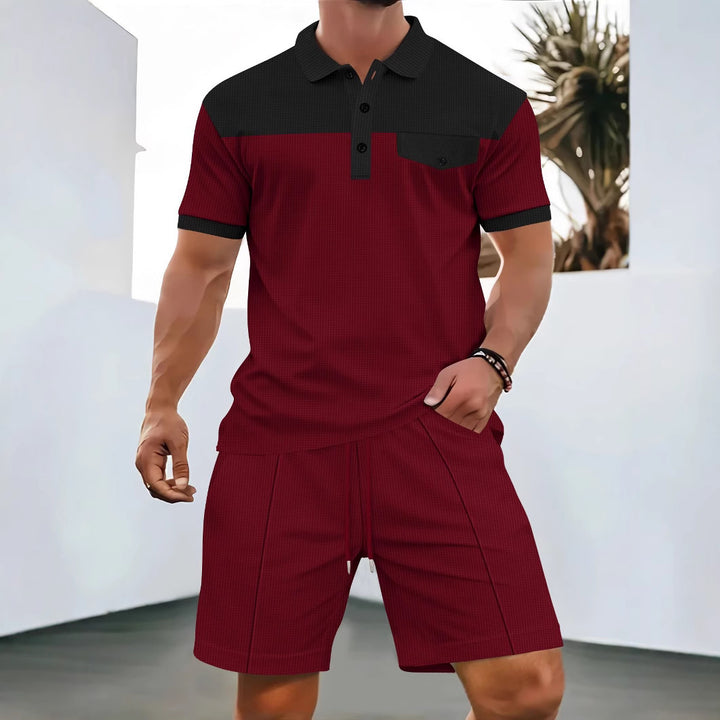 Herrer Poloshirt og Shorts Sæt med moderne ternet mønster Stilla