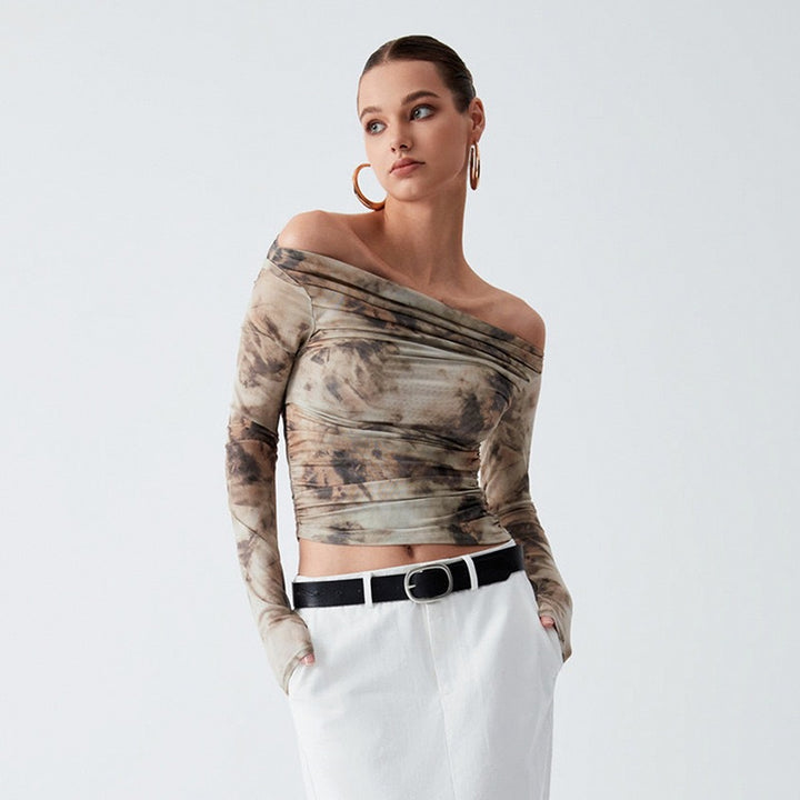 Dame Elegant top med off-shoulder pasform og draperet design Skovae