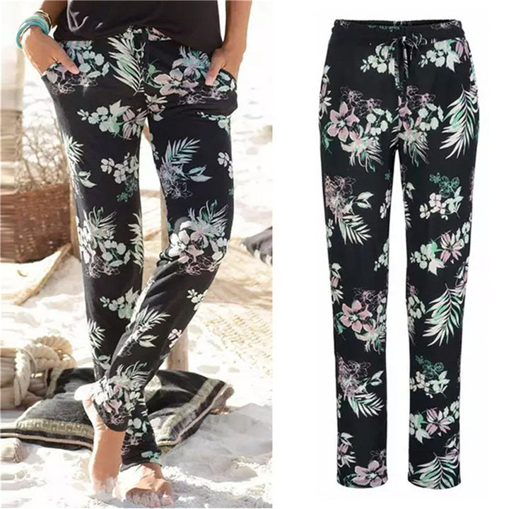 Dame let Jersey-bukser med blomsterprint Stilla