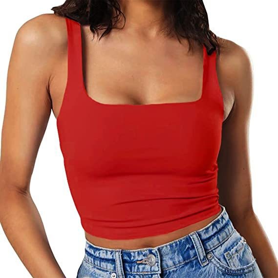 Dame Crop-Top med firkantet udskæring og smal pasform Skovae