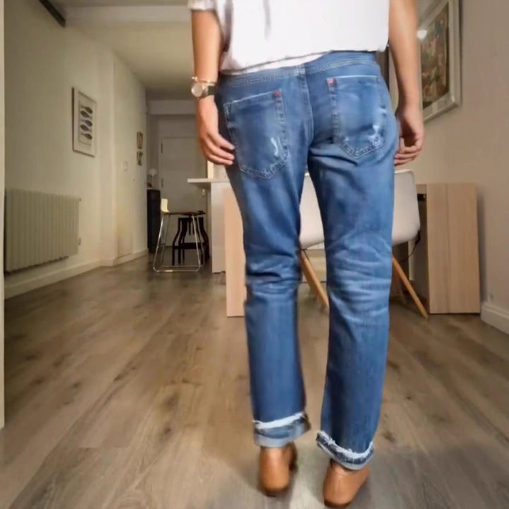 Damer Zerrivet Løse Pasform Denim Jeans Stilla