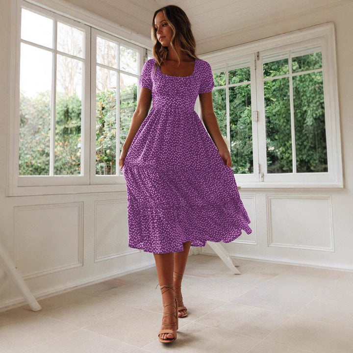 Stilla | Blomsterkjole Rektangulær Hals Puffermerkjole