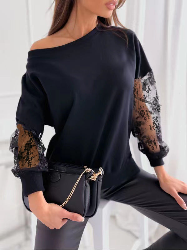 Dame Off-Shoulder Spids-Detail Top Stilla