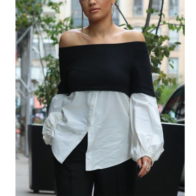 Dame Off-Shoulder Bluse med voluminøse ærmer og moderne design Stilla